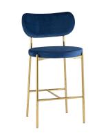 Стул полубарный Барбара велюр синий золотые ножки. Фото №1