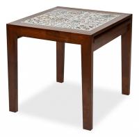 CT 3030 Kasablanca стол раскладной с плиткой дерево гевея/плитка, 73,5*73,5*75+73,5см , Тёмный Дуб, рисунок - марокко