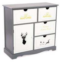 Комод с четырьмя ящиками и дверцей Серый / Ящики, дверца - белый. Фото №1