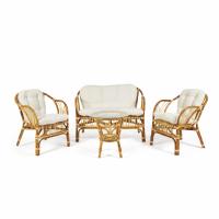 Комплект для отдыха New Bogota Eco Skin (стол+2 кресла+диван с подушками) (натуральный) фото Комплект для отдыха New Bogota Eco Skin (стол+2 кресла+диван с подушками) (натуральный)