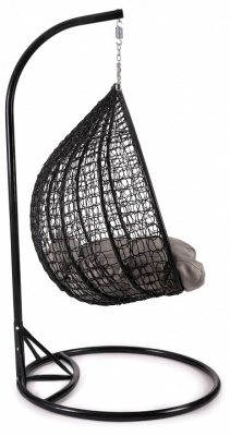 Кресло подвесное (mod. SC-007) с подушкой Металл/Искусственный ротанг, стойка:137х115х200м корзина:137х72х124см, стойка:черный,корзина:черны. Фото №2