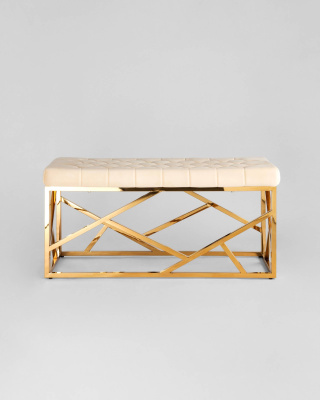 Банкетка-скамейка АРТ ДЕКО велюр бежевый сталь золото фото Банкетка-скамейка АРТ ДЕКО велюр бежевый сталь золото. Фото №4