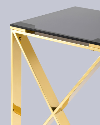 Журнальный стол 40*40 КРОСС золото стекло smoke. Фото