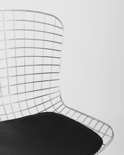 Стул обеденный Bertoia хромированный с черной подушкой. Фото №9