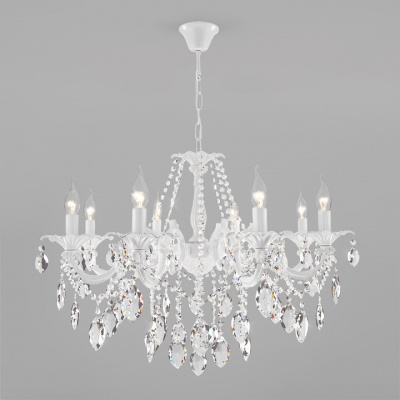 Подвесная люстра Eurosvet Veletta 10108/8 белый/прозрачный хрусталь Strotskis фото Подвесная люстра Eurosvet Veletta 10108/8 белый/прозрачный хрусталь Strotskis. Фото №2