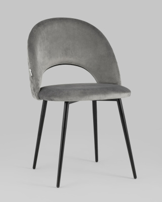 Стул Меган велюр с ромбами серый. Фото