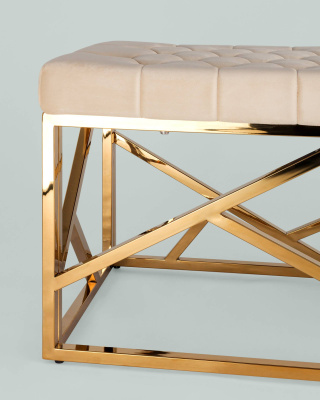 Банкетка-скамейка АРТ ДЕКО велюр бежевый сталь золото фото Банкетка-скамейка АРТ ДЕКО велюр бежевый сталь золото. Фото №5