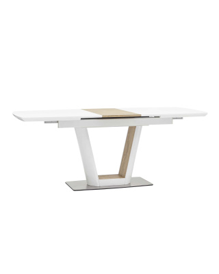 Стол обеденный Атланта раскладной 160-200*90 глянцевый белый. Фото