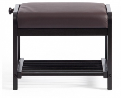 Обувница AX-1021 дерево береза/экокожа, 35х53х45 см, дерево: венге #9, экокожа темно-коричневая. Фото