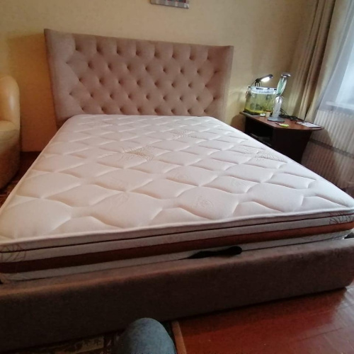 Кровать 1726 BEIGE бежевая с ящиком для белья. Фото №5