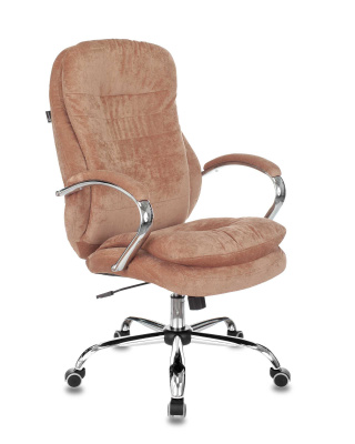 Кресло руководителя Бюрократ T-9950SL Fabric светло-коричневый Velvet 90 крестовина металл хром фото Кресло руководителя Бюрократ T-9950SL Fabric светло-коричневый Velvet 90 крестовина металл хром. Фото №2