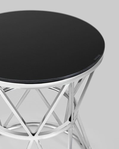 Журнальный стол 50*50 ВИВА серебро стекло черное. Фото №7