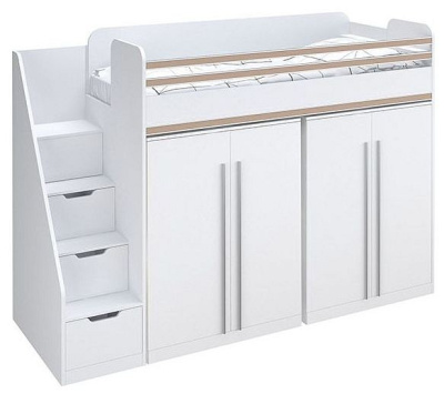 Шкаф платяной Polini Kids City, белый. Фото