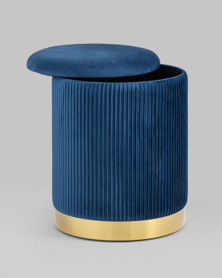Пуф Шарлотта с ящиком велюр синий. Фото