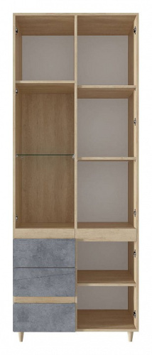 Киото СТЛ.339.02 Шкаф со стеклом Дуб небраска/Бетон тёмный. Фото №2