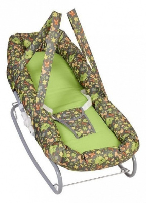 Шезлонг детский Polini kids Веселые животные, зеленый. Фото