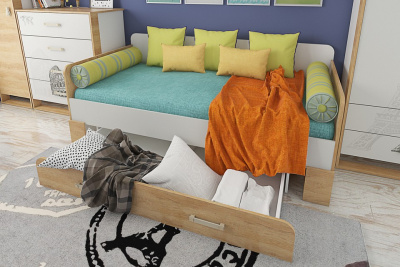 Сити СТЛ.336.07 Кровать Бело-серый/Дуб небраска. Фото №2