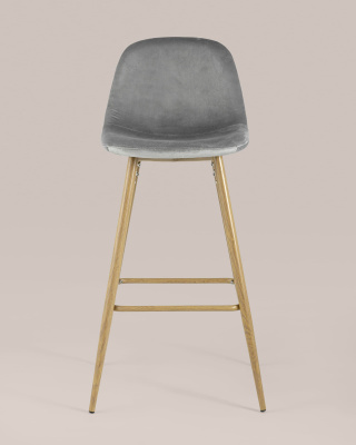 Стул барный Валенсия велюр серый ножки цвет дерево. Фото №5