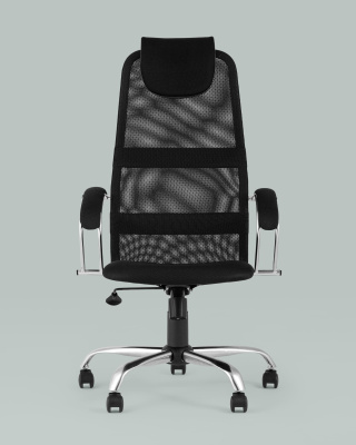 Кресло компьютерное Сеймур сетка черный крестовина хром. Фото №5