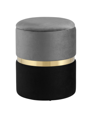 Пуф Кэрри с ящиком велюр серо-черный. Фото №2