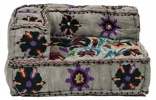 Модуль мягкий угловой  Secret De Maison SOL (mod. 10234) cotton velvet, 80х80х43см, серый с цветами. Фото №2