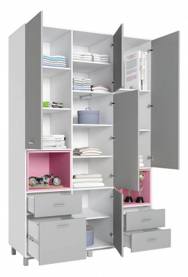 Шкаф комбинированный Polini kids Mirum 2335, серый. Фото