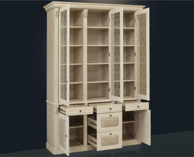 Шкаф для книг 3-х ств.  с зеркалом и стеклянными полками Б5.15-7. Фото №2