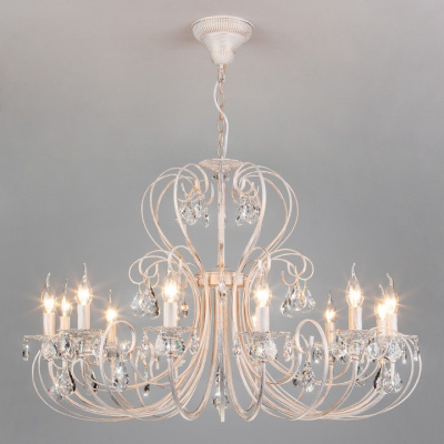 Подвесная люстра Eurosvet Alda 3305/12 белый с золотом/прозрачный хрусталь Strotskis. Фото №2